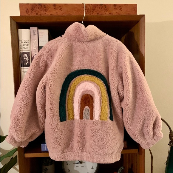 oh baby Other - Oh Baby Girls Pink Furry Jacket Rainbow Design Size 4